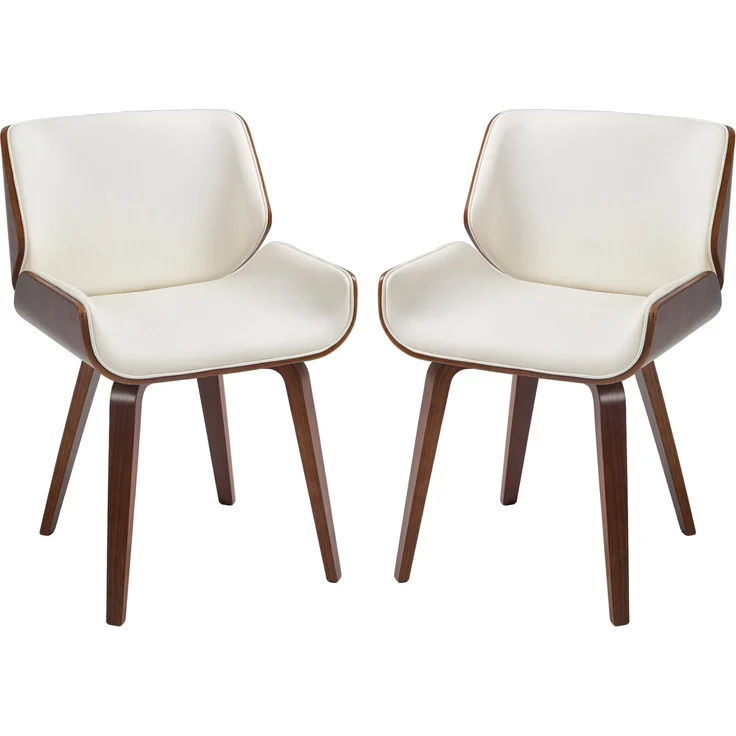 2er-Set Esszimmerstühle im Vintage-Stil mit Kunstlederbezug, 54 x 53 x 81 cm, weiß-braun – Bild 2
