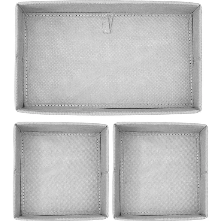 Aufbewahrungsbox Stoffkisten Organizer mDesign 3er Set hellgrau/weiß gepunktet – Bild 6
