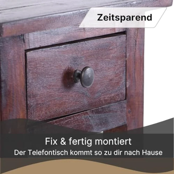DESIGN DELIGHTS Telefontisch TELEFONTISCH "NAPOLEON", 75x30x30 cm, Mahagoni, Beistelltisch, Farb – Bild 6