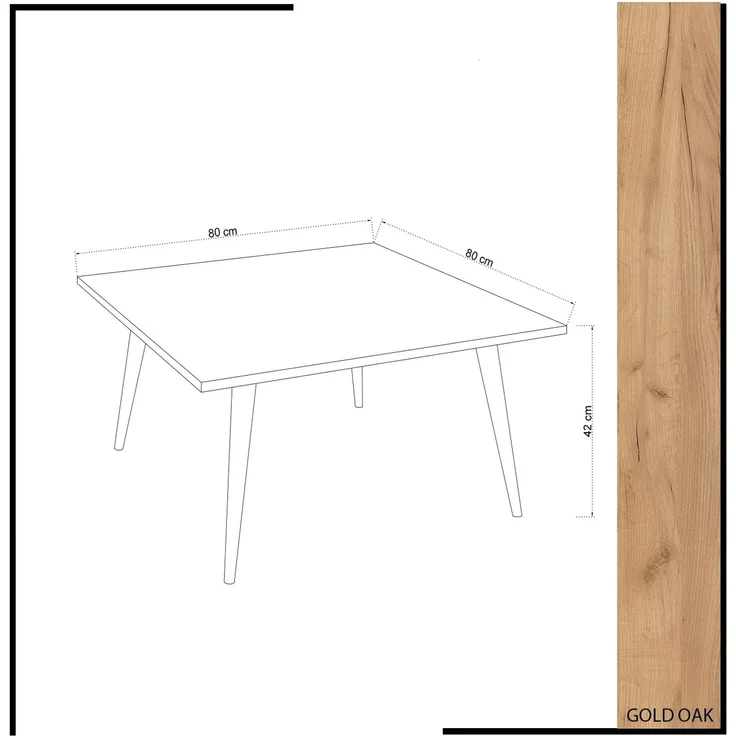 Skye Decor 'Leyman' Couchtisch, Eiche, 80 x 42 x 80 cm – Bild 4