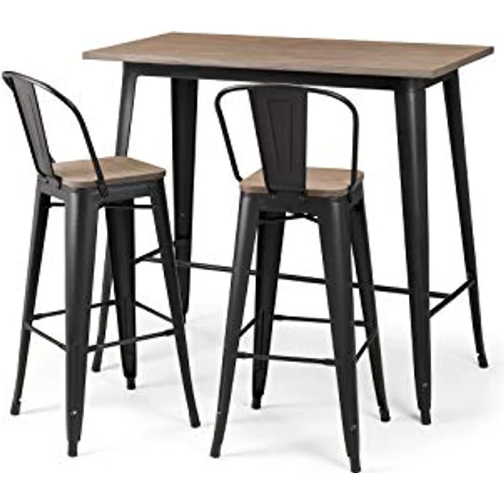 Julian Bowen Grafton Bartisch, Ulmenholz Mokka/Schwarz, Höhe: 106, Breite: 120, Tiefe: 60 cm – Bild 8