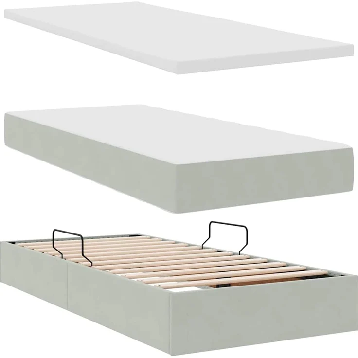 vidaXL LED-Speicherbett mit Matratze Hellgrau 90 x 200 cm Samt 3372639 – Bild 9