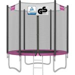 Songmics Trampolin mit Sicherheitsnetz und gepolsterten Stangen, Stahl / Polypropylen, Ø 183 cm, Schwarz / Pink