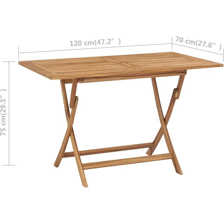 vidaXL Gartentisch Klappbar 120x70x75 cm Massivholz Teak 44682 – Bild 7