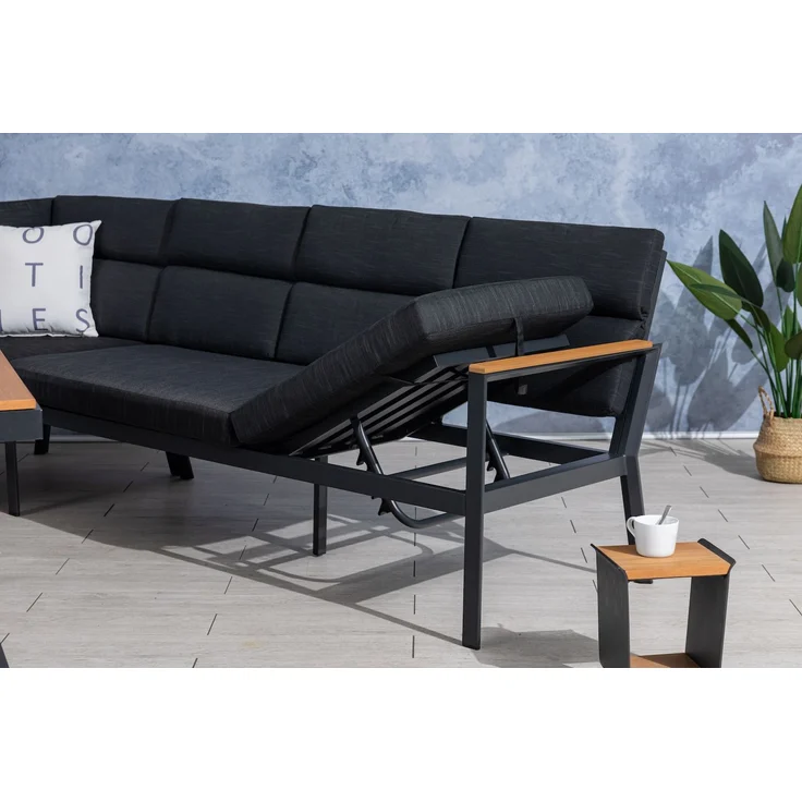Gardissimo 'Nabari' Dining-Ecklounge mit Ecksofa, Bank & Tisch, Aluminium, Braun, Links – Bild 3