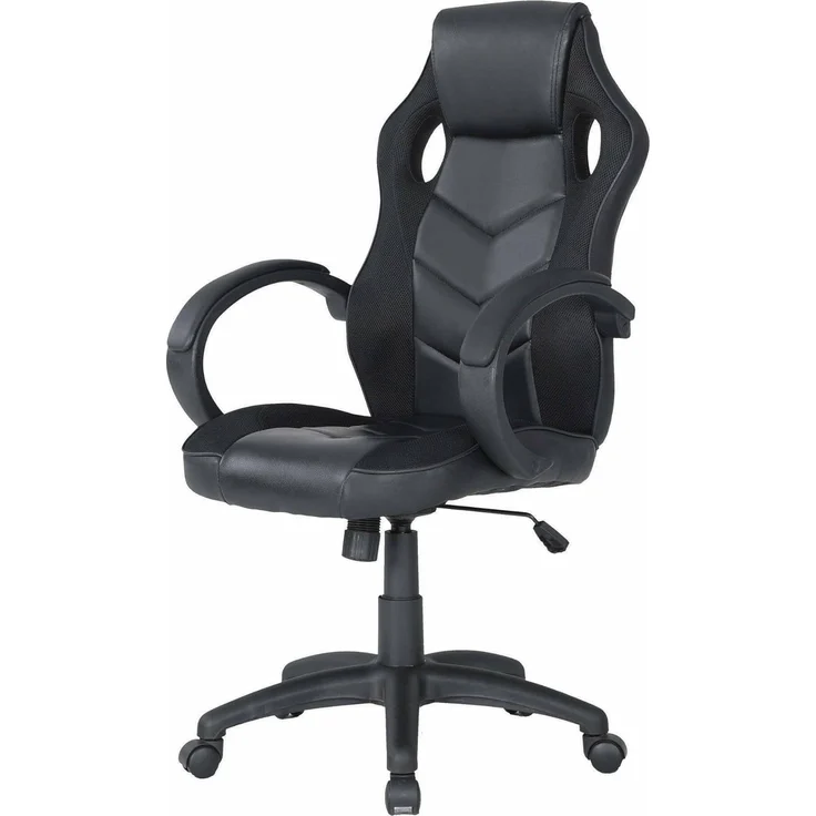 Dmora Sedia Con ruote Caloundra, Poltrona da Gaming Adulto, Sedia da scrivania, 66x61h104/114 cm, Nero – Bild 1