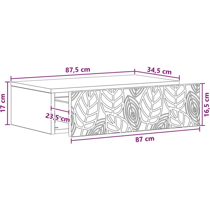 vidaXL Wandmontierter Beistelltisch 87,5 x 34,5 x 17 cm Holzwerkstoff 898843 – Bild 9