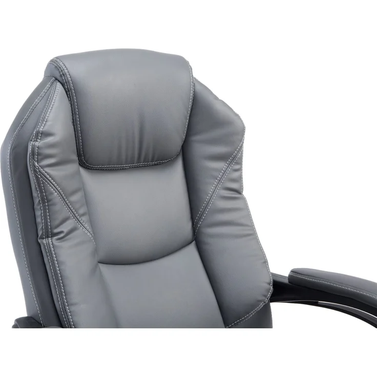 DELUKE® Bürostuhl MEDHA - 114x67x64, Grau Kunstleder Metall in Chromoptik Gestell ergonomische Bürostühle Homeoffice Stuhl mit Rollen – Bild 5