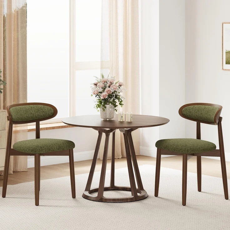 MALOL Esszimmerstühle 2er Set, Stühle Esszimmer, Ergonomischer Stuhl mit Massivholzrahmen, 5cm Schaumpolsterung, Bequeme Polstersitzfläche, Küchenstuhl für Zuhause und Gewerbe, Grün