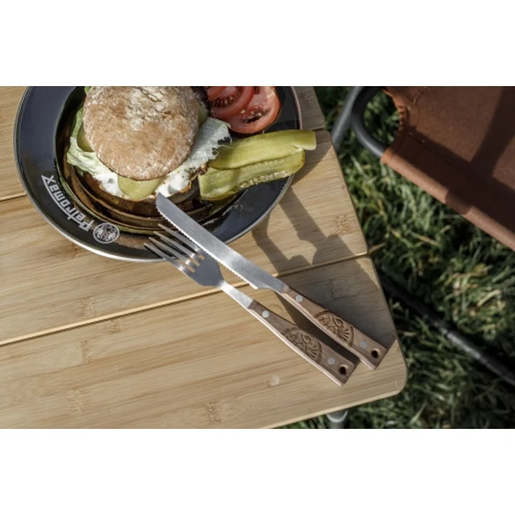 Petromax Camping Besteck 5-teiliges Besteck-Set aus Edelstahl und Walnussholz – Bild 6