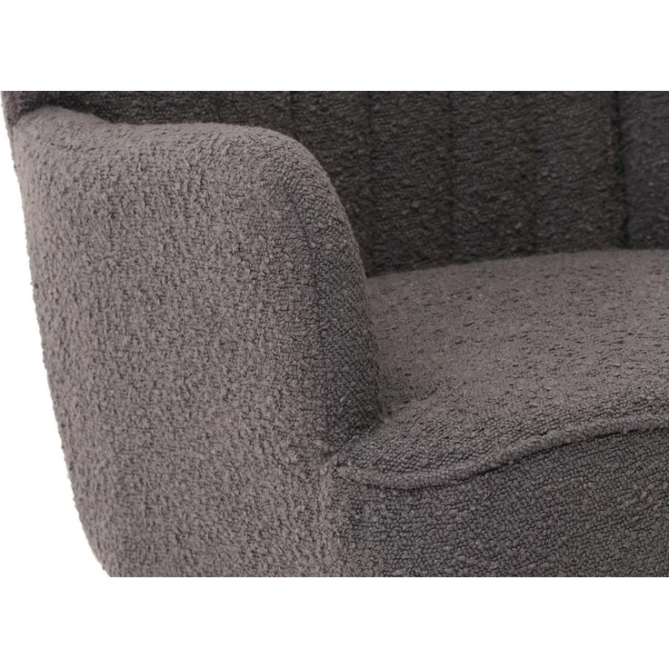 Lounge-Sessel HWC-K37, Cocktail-/Ohrensessel Polsterstuhl Retro Vintage Stoff Bouclé (600g/m²) Öko-Tex ~ dunkelgrau – Bild 8