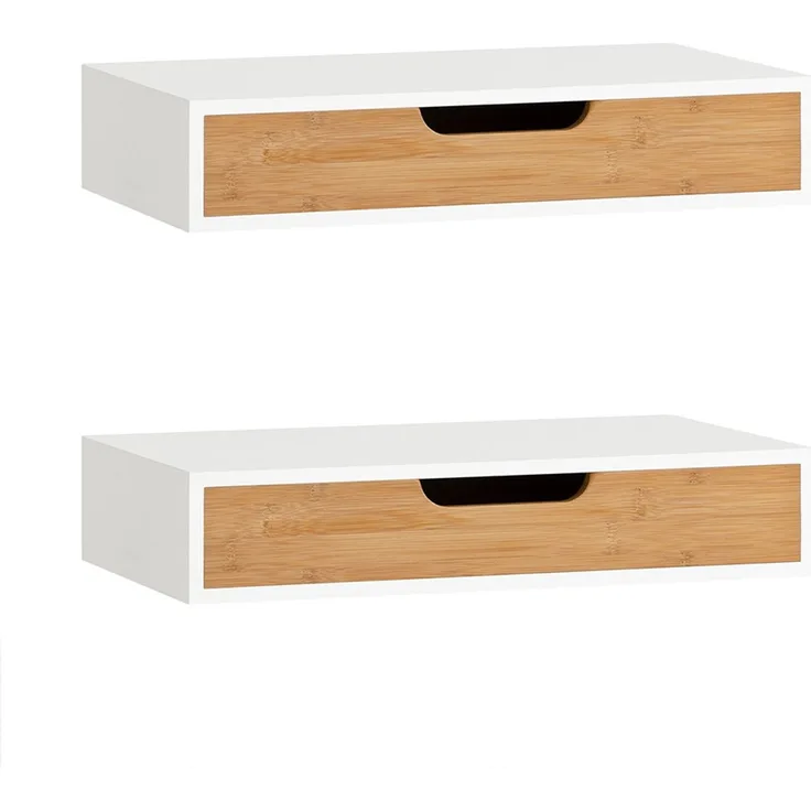 SoBuy FRG92-WNX2 Nachttisch, MDF, Melamin, Weiß, 40 x 8 x 24 cm