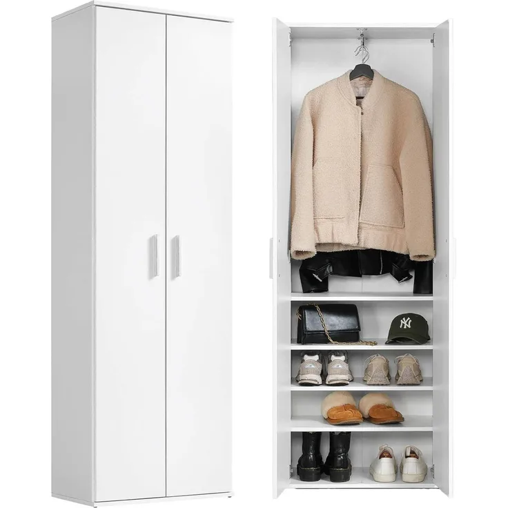 mokebo Mehrzweckschrank Der Lange (60x180 cm, mit einer Kleiderstange & Schuhfächern) Büroschrank, Flurschrank Apothekerschrank oder Aktenschrank Anthrazit
