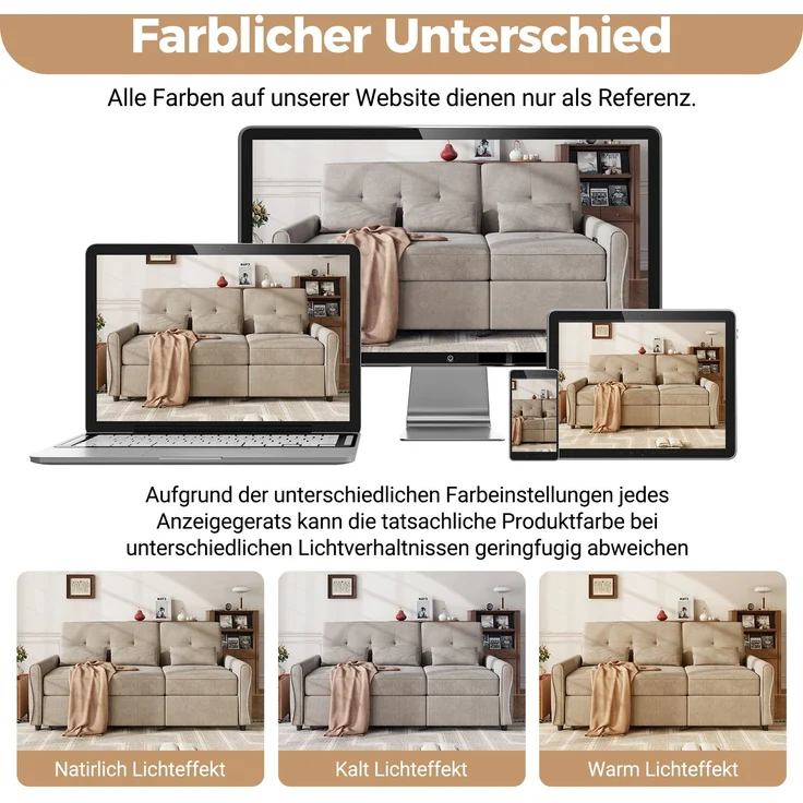Schlafsofa 3-Sitzer,83 x 176 x 148 cm, Braun, Chenille, ausziehbar mit verstellbarer Rückenlehne – Bild 8