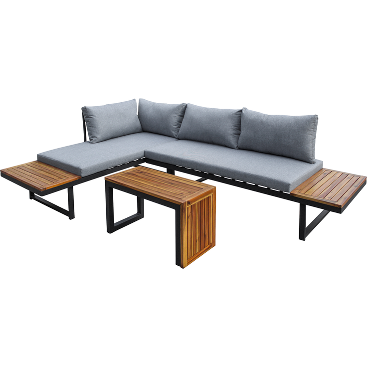 LC Garden 'Sungardo' Gartenlounge-Set, 3-tlg. mit Auflagen, individuell stellbar, Aluminium anthrazit/braun, 70x35x41 cm