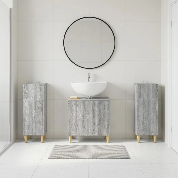 vidaXL 3-teiliges Badezimmer-Schranksystem DELFT 3 stk. Sonoma-Grau 3418032 – Bild 1
