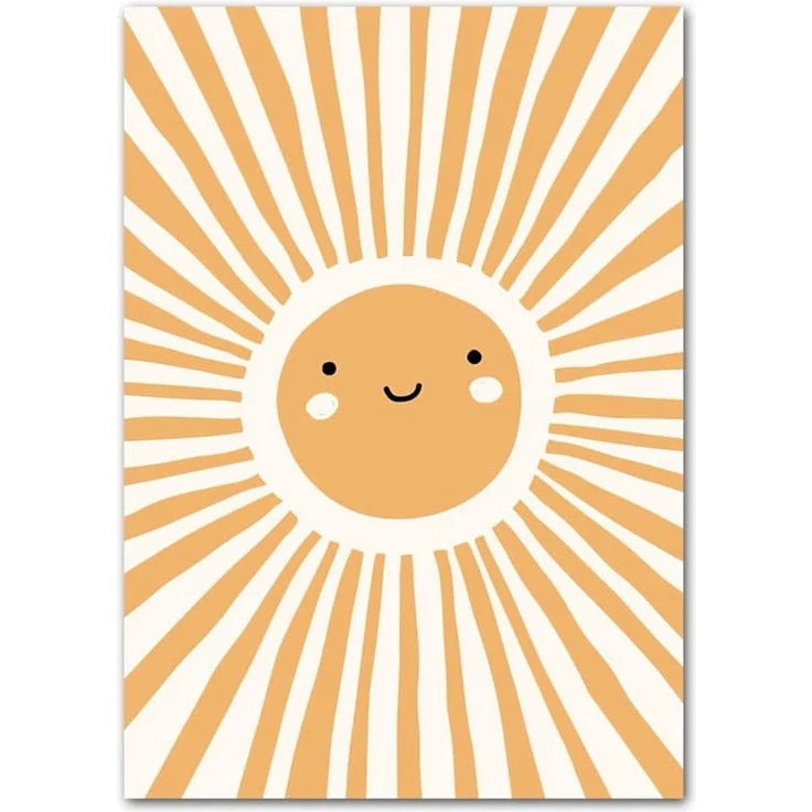 Kinderzimmer Bilder Sonnenstrahlen Blumen Regenbogen Wolke Sonne · Geschenkidee · Deko Print ohne Rahmen - Sonne / 30x40cm