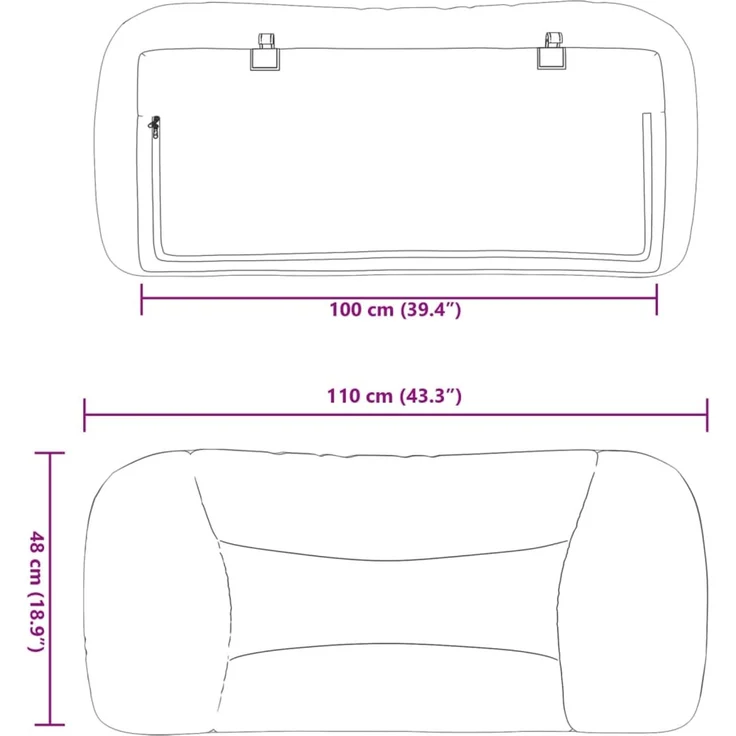 vidaXL Kopfteil-Kissen Hellgrau 100 cm Stoff 374549 – Bild 10
