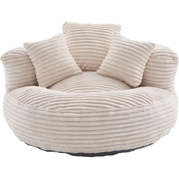 LVHOM Sitzsack 108x108x52cm Chenille Premium Sofa mit 3 extra Kopfkissen (Kuschelig & Atmungsaktiv, Einzelsitzer-Lounge, komplett komprimiert geliefert. Perfekt für Ruhe, Lesen, Gaming & Nickerchen. Ideal für Wohnzimmer, Schlafzimmer, Spielzimmer & Off... – Bild 2
