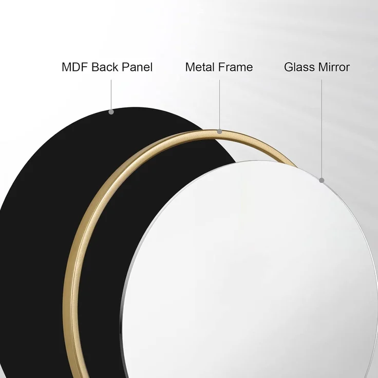 Woltu Spiegel (1-St), rund, mit Goldrahmen, aus Glas Metall MDF Haken – Bild 4