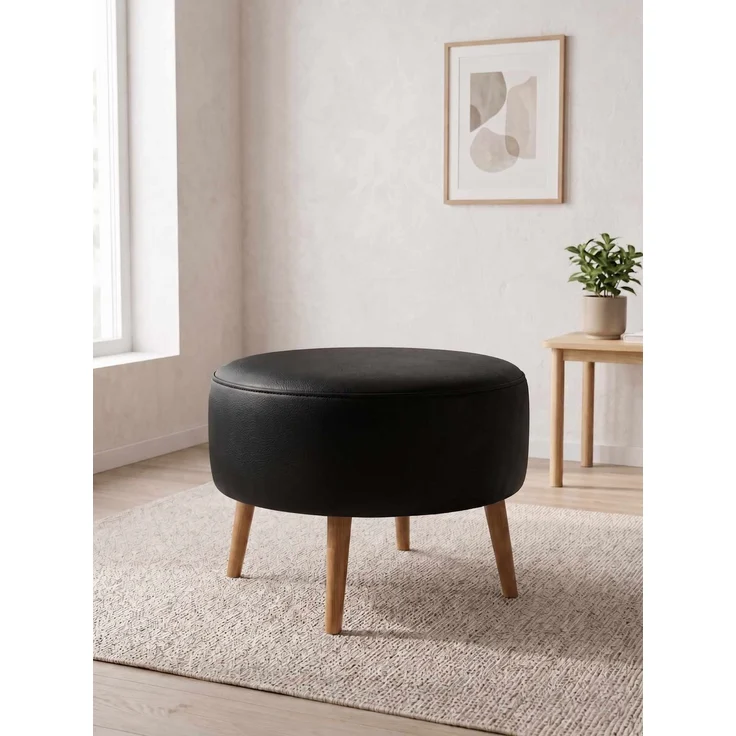 Hanah Home 'Az-Ovl-02-Cvz - Black' Pouffe, Schwarz, 60 x 42 x 60 cm – Bild 1