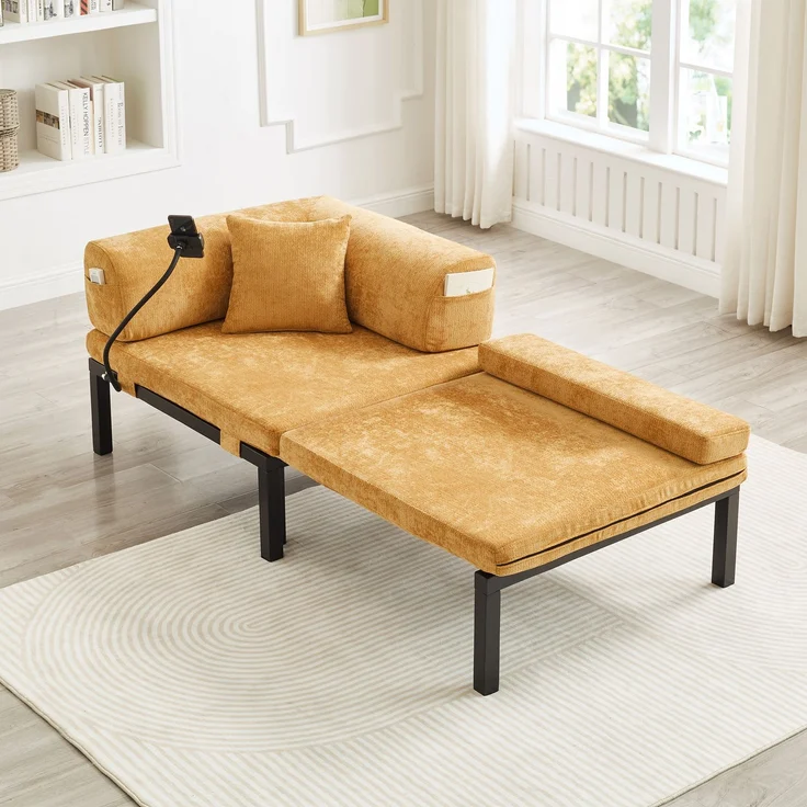 ZUBALIYA Sofa, für Wohnzimmer und Apartments, mit stabilem Untergestell, für den täglichen Gebrauch, für funktionale Raumgestaltung, Natur – Bild 3