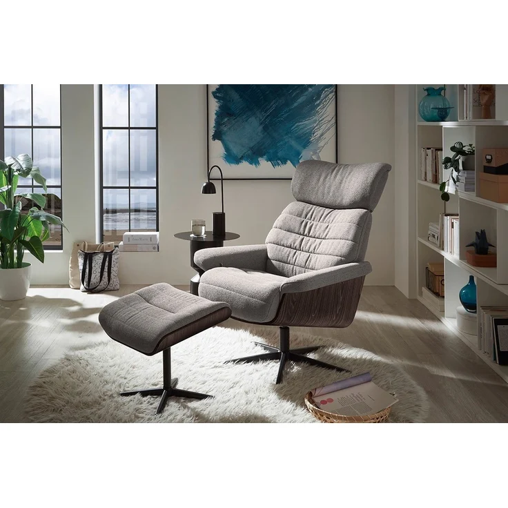 Relaxsessel Ulla - mit Hocker - Stoff Grau – Bild 5