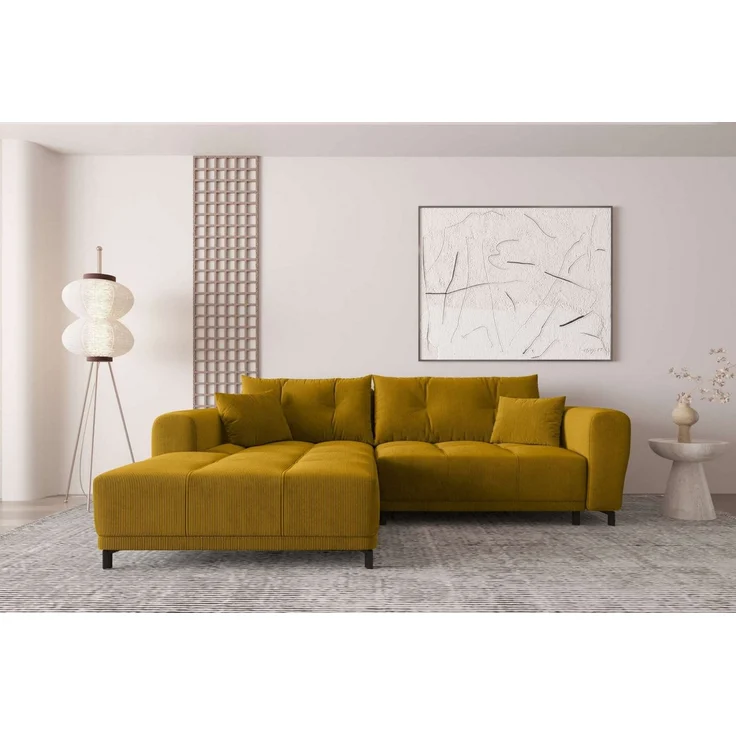 99rooms Massimo Ecksofa Cordstoff POSO Gold mit Schlaffunktion Links – Bild 5