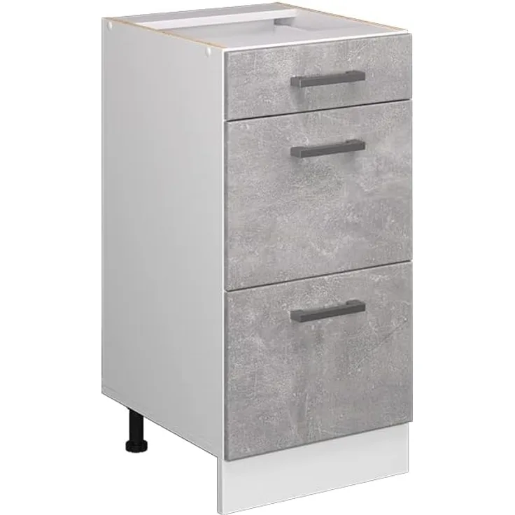 Unterschrank R-Line Beton 40 cm mit Schubladen, ohne Arbeitsplatte Vicco