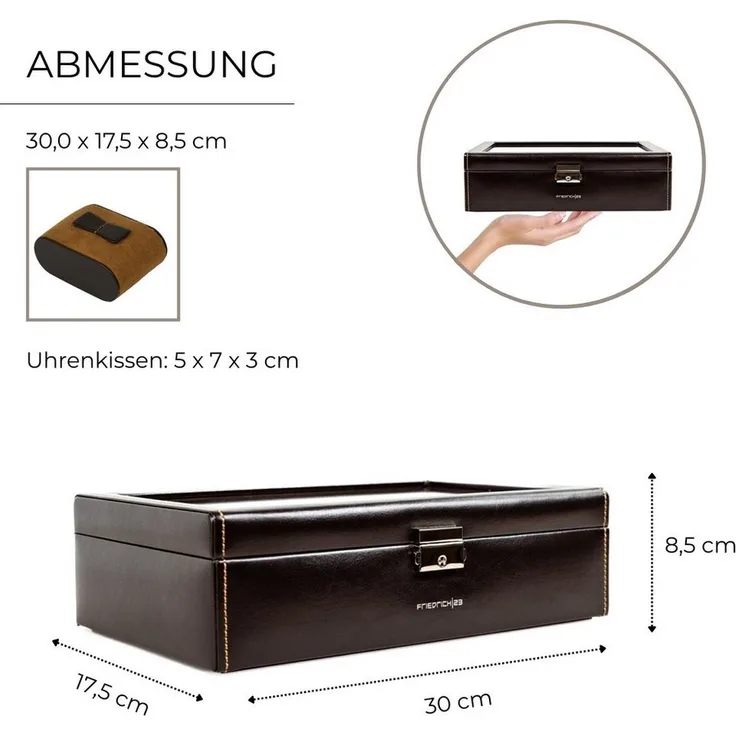 Friedrich23 Uhrenbox Bond mit Glasdeckel für 10 Uhren