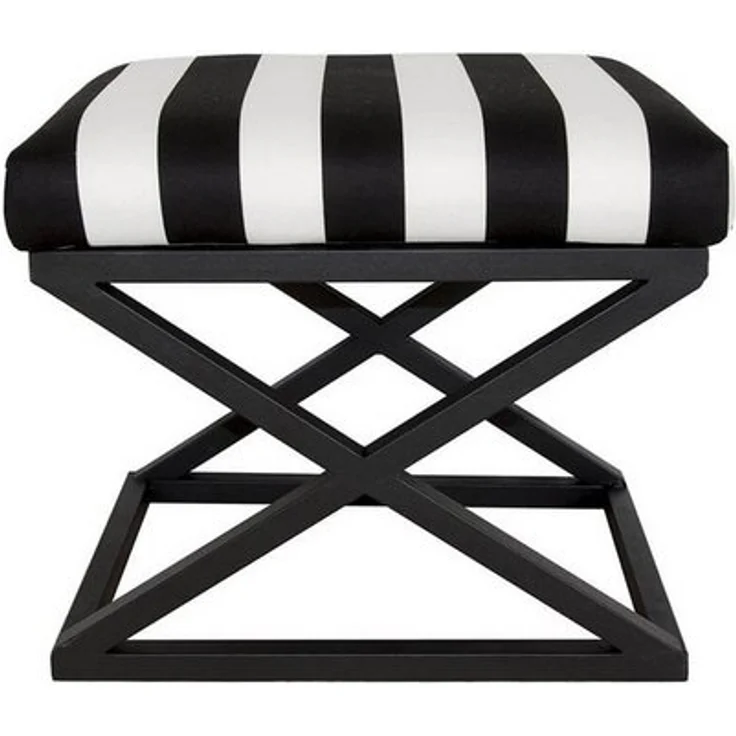 Atelier Del Sofa Stylish Pouffe with Metal Frame, 50 x 42 x 40 cm | 100% Polyester Babyface Fabric, Grey with Black & White Accents | Perfect for Modern Living Spaces – Bild 2