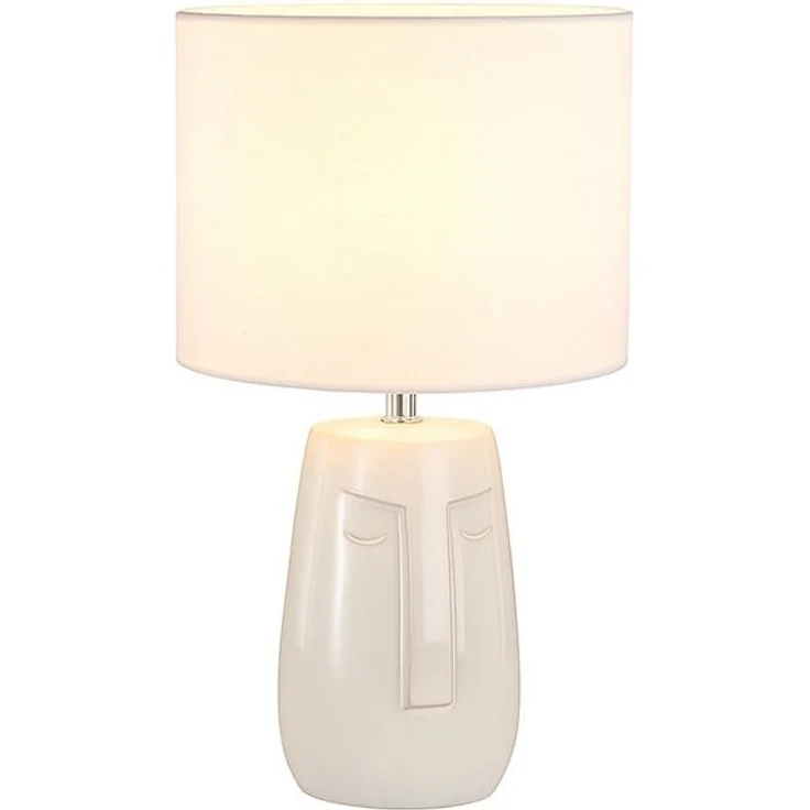 FISCHER & HONSEL LED Tischleuchte, Leuchtmittel inklusive, Warmweiß, LED Tischlampe Leseleuchte Keramik Stoff beige H 39 cm – Bild 4