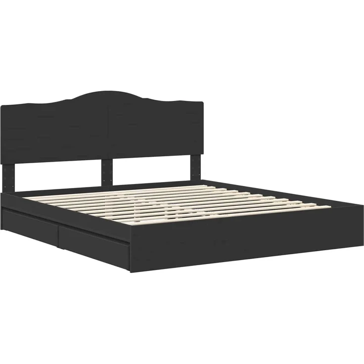 vidaXL Aufbewahrungsbett Schwarz 200 x 200 cm Holzwerkstoff 3413472 – Bild 3