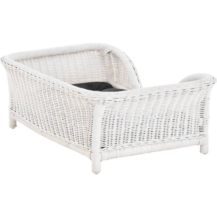 Krines Home Hundekorb Großer Rattan Hundekorb geflochten Hundebett Hund hoch mit Kissen, Rattan Korb, Hundecouch – Bild 4