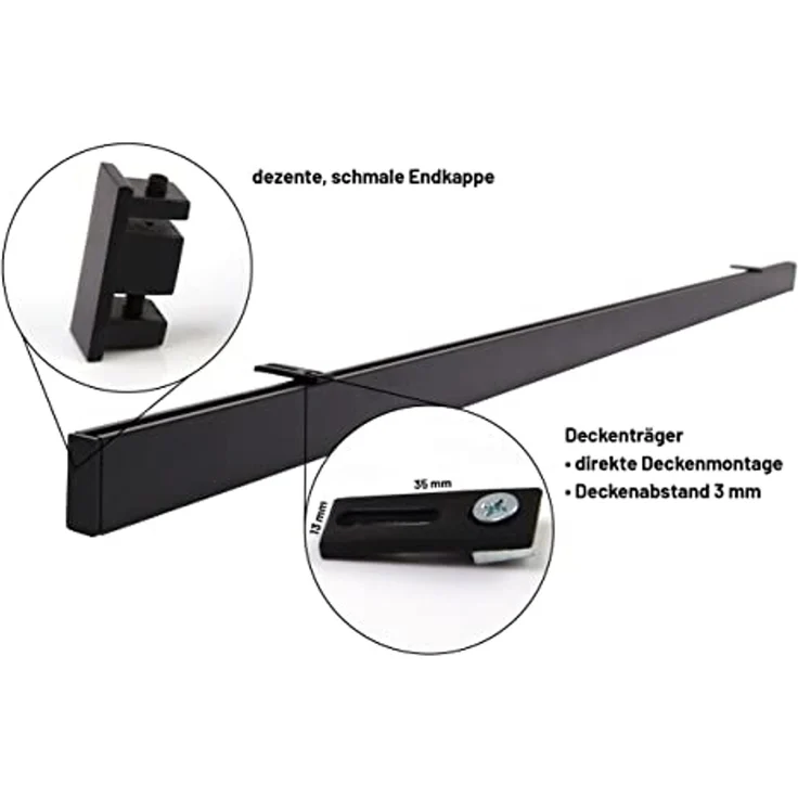 Deco-Raum® Gardinenschiene Innenlauf Loft | Befestigung: Deckenträger | Größe: 120cm | Material: Aluminium | Farbe: Schwarz – Bild 5