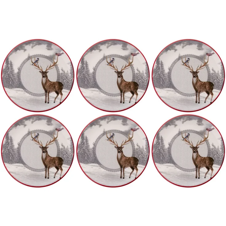 Hermia Concept 'Deer Winter' Dessertteller-Set (6-teilig), Mehrfarbig, 19,3 x 19,3 x 2 cm – Bild 3