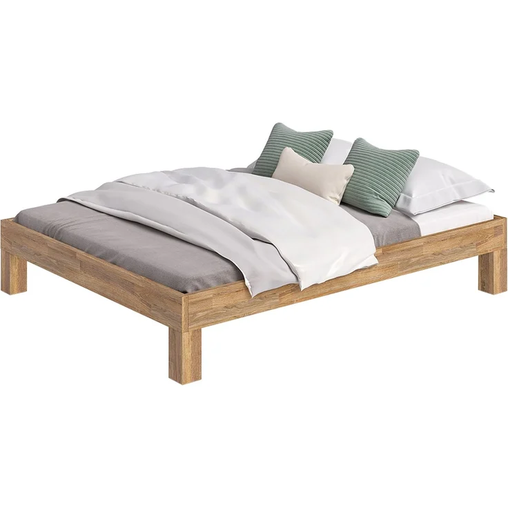 skølm 'Floki' Bett 160x200 cm, Bettgestell, natur geölt, Massivholzbett aus Eiche, geeignet als Doppelbett – Bild 8