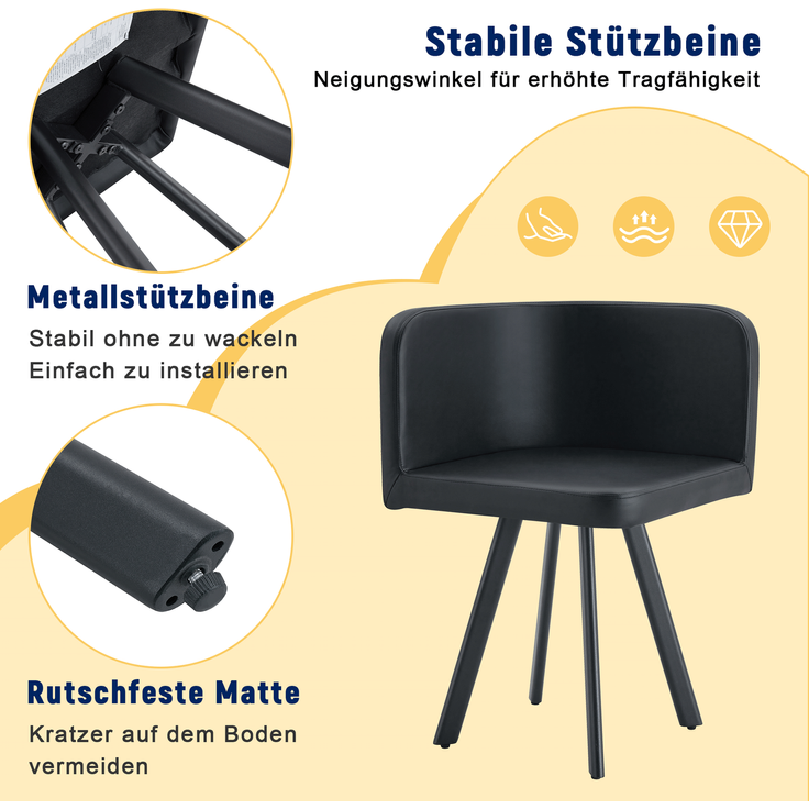 Esstischgruppe ausziehbar für 4-6 Personen mit 6 Stühlen, MDF in Holzmaserung und schwarzem Metallgestell,H 79 x T 150 x B 100 cm – Bild 5