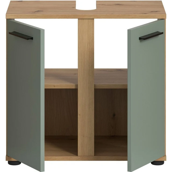 welltime Waschbeckenunterschrank LUCCA, Breite 60cm, 2 Türen, 2 Fächer,mit Siphonausschnitt – Bild 4