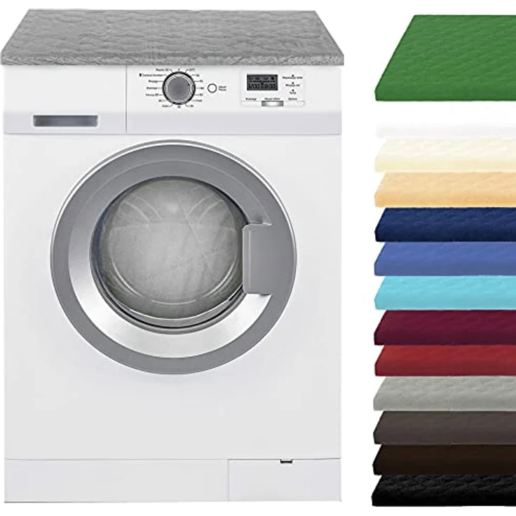 Brandsseller Waschmaschinenbezug & Trocknerbezug 60x60 cm - gepolsterter Schonbezug für Waschmaschine und Trockner – Schutzhülle mit Gummizug - Grau – Bild 5