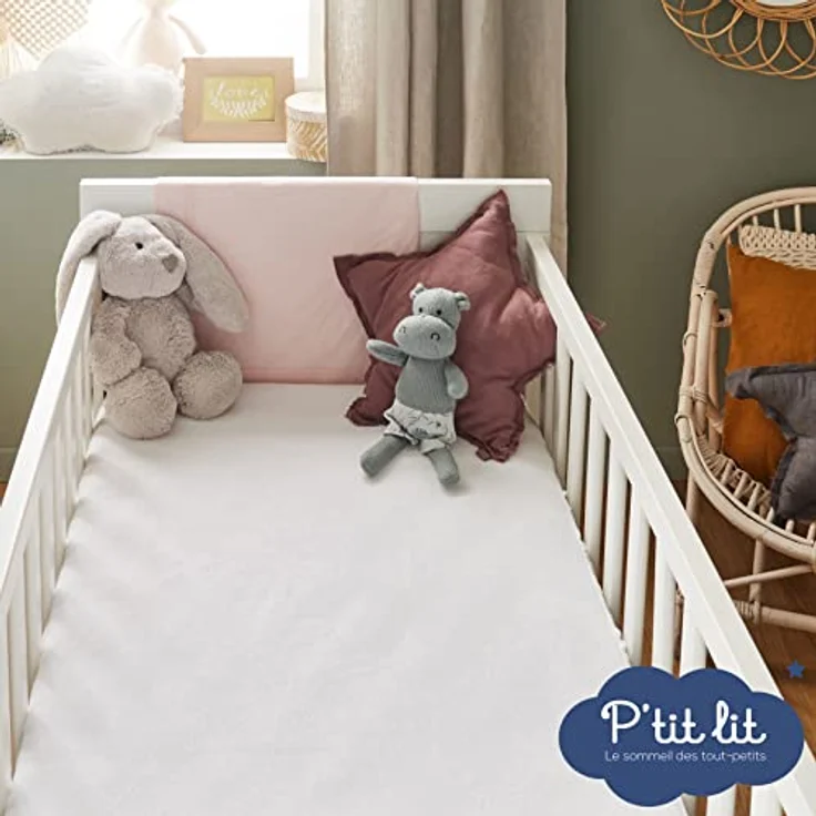 P'tit lit - Anti-Staubmilben-Baby-Matratzenschoner | Wasserdichter Matratzenschoner 60x120 cm - Frottee aus 100 % Baumwolle - Saugfähig und leise - Oeko Tex® – Bild 4