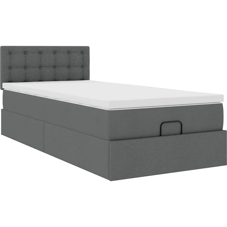 vidaXL Ottomane Bett mit Matratze & LEDs Dunkelgrau 90x200 cm Stoff 3312444 – Bild 5