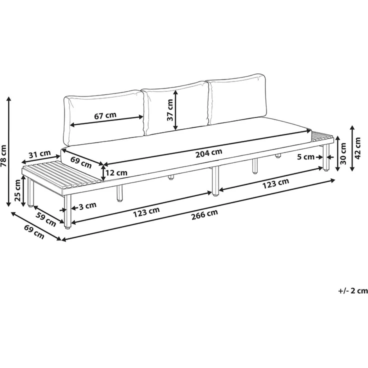 Gartensofa 3-Sitzer FIVIZZANO Akazienholz Beige – Bild 3