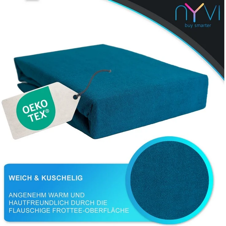 NYVI Spannbettlaken Spannbettlaken DreamScience Frottee für Matratzen bis 22 cm Höhe, Frottee, Gummizug: rundum, (1 Stück), Warm und Kuschelig, hohe Feuchtigkeitsaufnahme, schnell trocknend – Bild 2