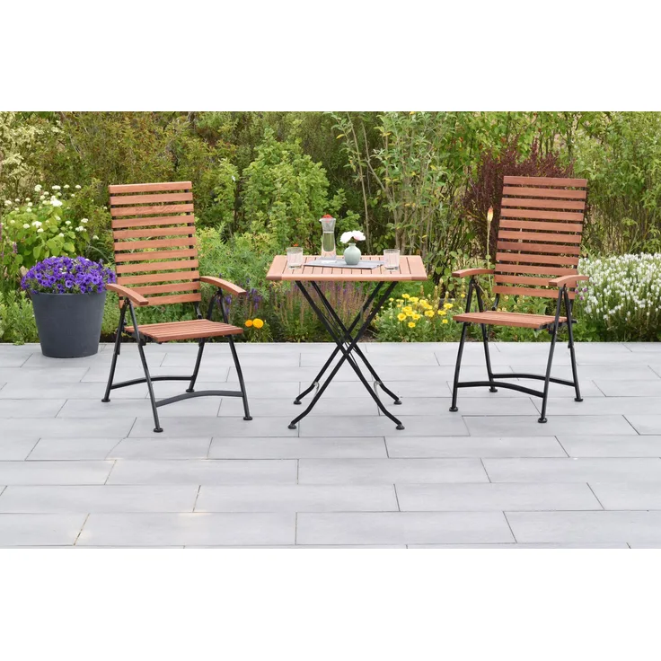 Schlossgarten Gartenmöbel Set 3tlg, Klappsessel & 75 x 75 cm