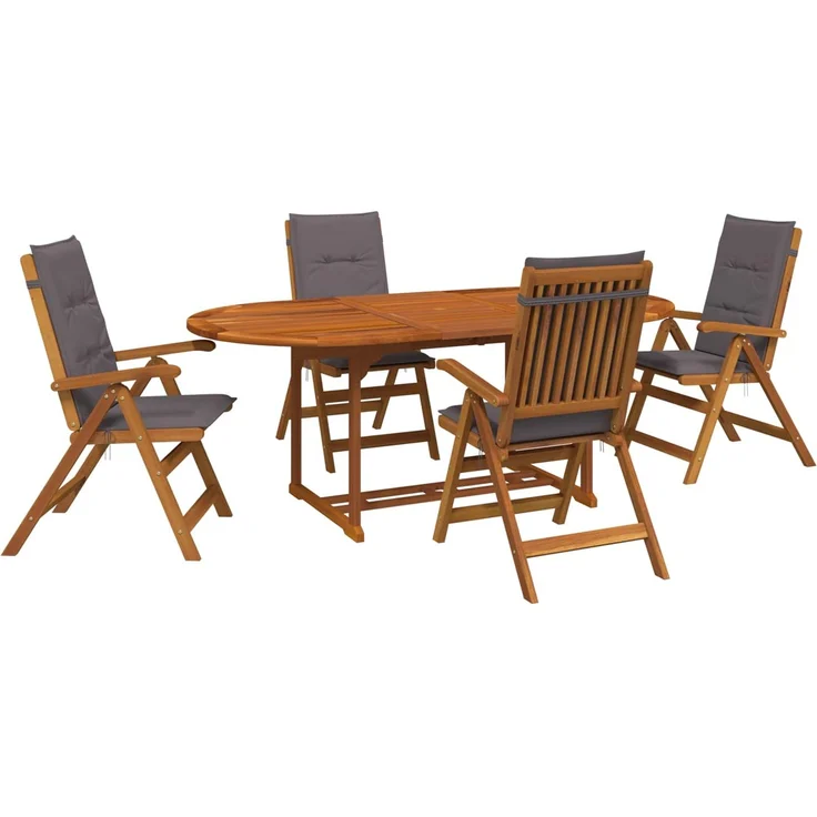 vidaXL Essgruppe für draußen mit Sonnenschirm 6 stk. 4-Sitzer 3438540 – Bild 2