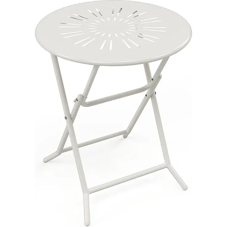 Vente-unique - GUERMANTES Garden dining set Metall Weiß - B 60 cm x H 73,5 cm x L 60 cm