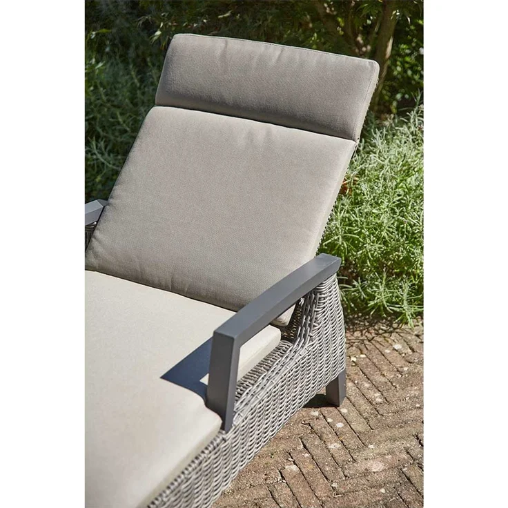 Gartenliege Corido, Rattan, Grau, Schwarz, 70 x 101 x 162 cm – Bild 4