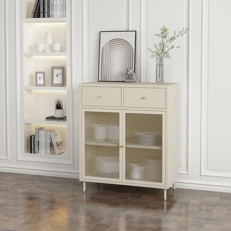 Sideboard Lindau Stahl 97x80x40 cm Cremeweiß [en. casa] – Bild 1