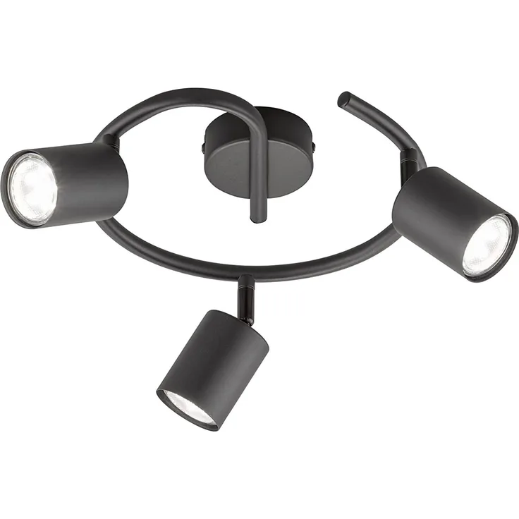 Fischer & Honsel 21136 LED Deckenleuchte Vano 3-flammig rund Schwarz GU10